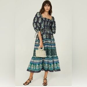Cara Cara Jazzy Dress Floral Navy and Green Maxi Dress